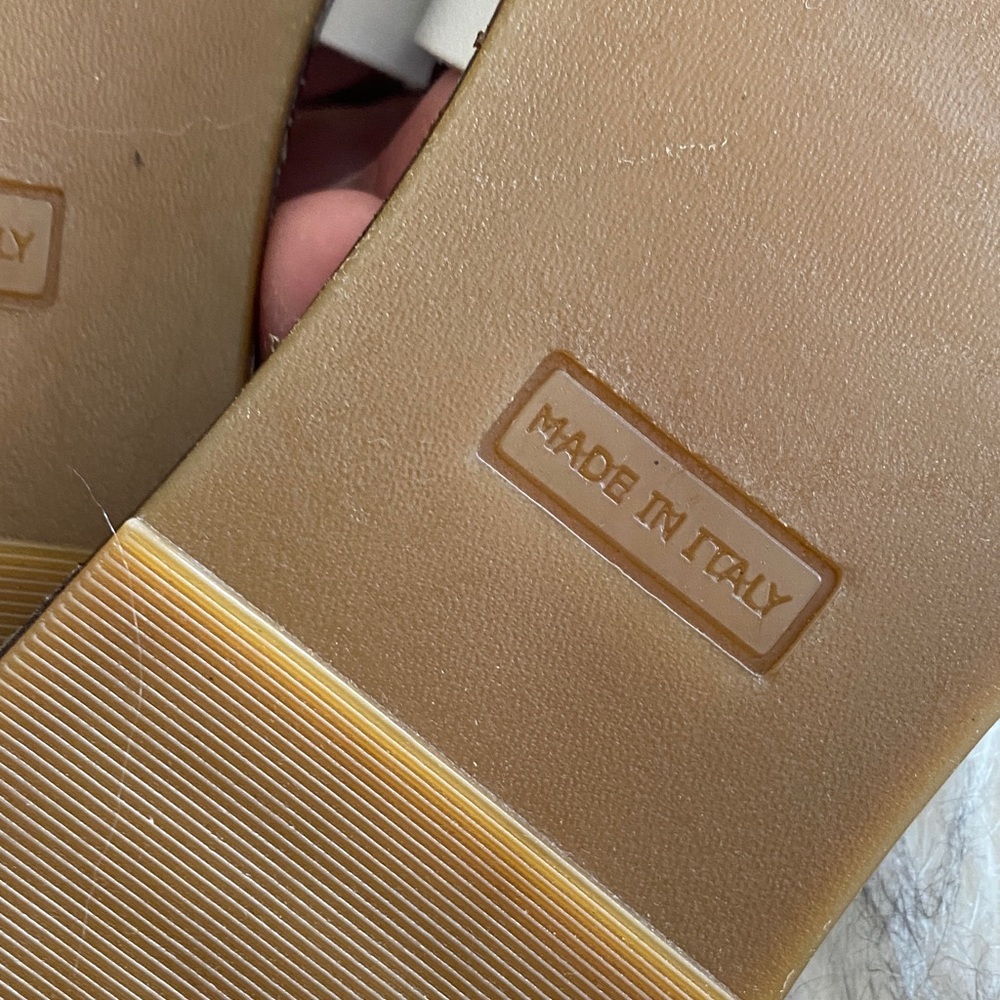 COACH and Four leather strappy White and Gold Slide Sandals - Picture 7 of 12